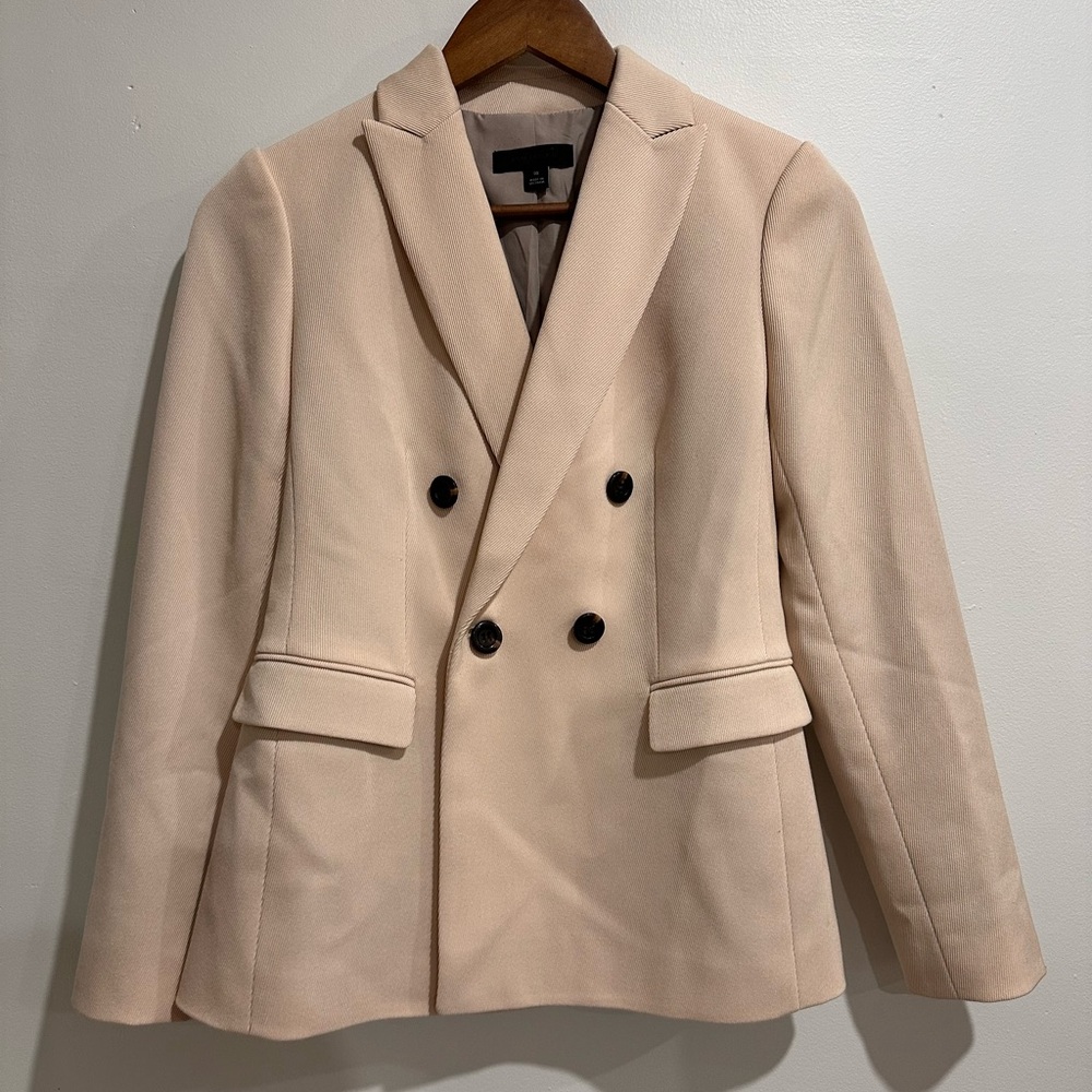 NWOT ANN TAYLOR Cream Preppy Classic Double Breasted Blazer Size 00